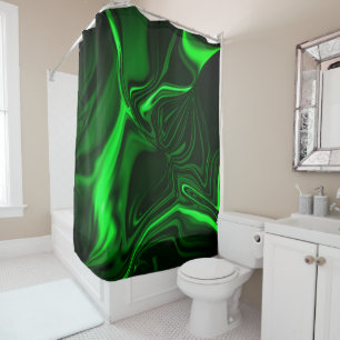 Curves and folds green nickeled on dark background shower curtain