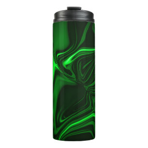 Curves and folds green nickeled on dark background thermal tumbler