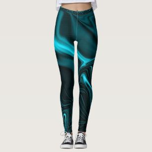 Curves in turquoise blue, deep sky or cyan. leggings