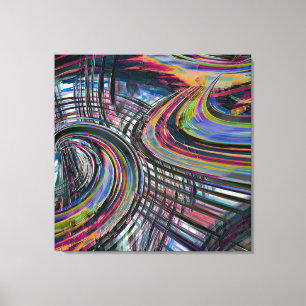 Curves looking like space road, colourful notched canvas print