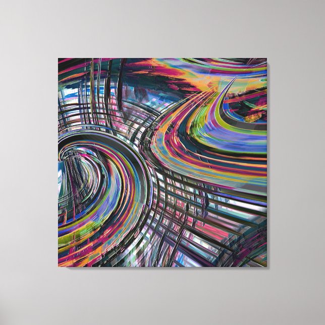 Curves looking like space road, colourful notched  canvas print (Front)