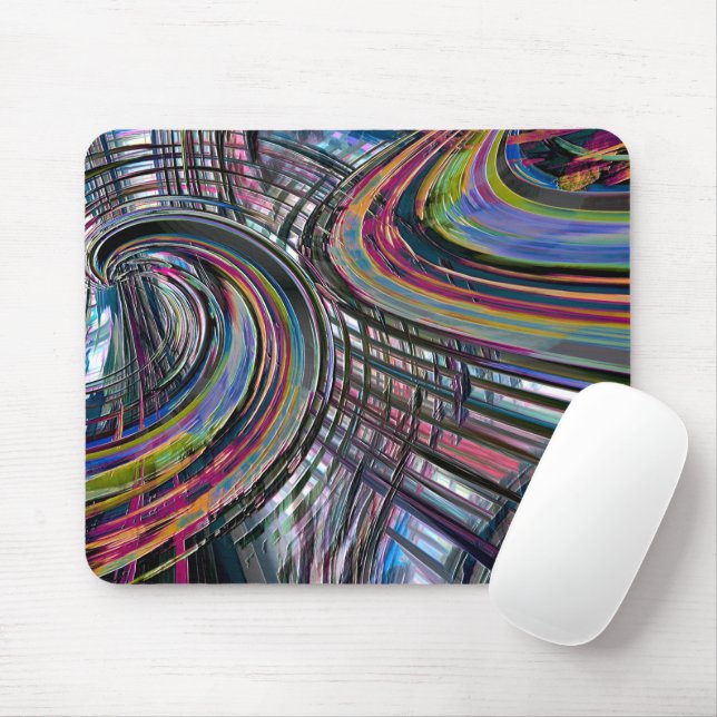 Curves looking like space road, colourful notched  mouse pad (With Mouse)