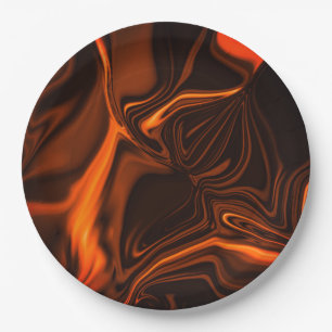 Curves or undulations coral, over dark fund paper plate