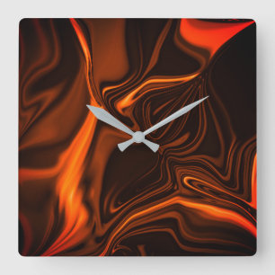 Curves or undulations coral, over dark fund square wall clock