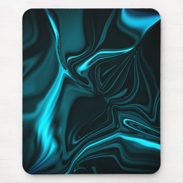 Curves or undulations cyan over dark fund mouse pad (Front)