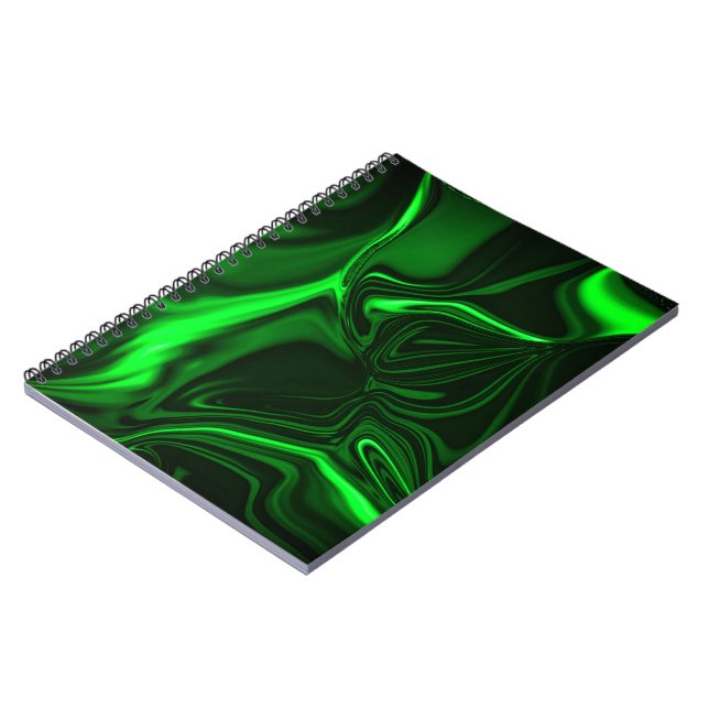 Curves or undulations green metallic, deep dark notebook (Left Side)