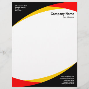 Curves v2 - Black, Amber & Red Letterhead Design