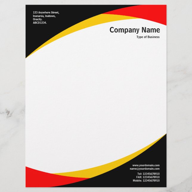 Curves v2 - Black, Amber & Red Letterhead Design (Front)