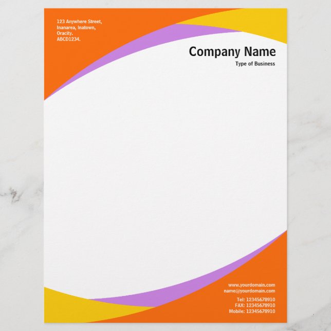 Curves v2 - Orange, Amber & Purple Customized Letterhead (Front)