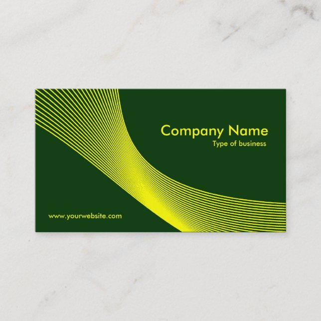 Curves - Yellow on Dark Green 003300 Business Card (Front)