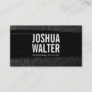 Curvilinear Lines Background Black Brushed Business Card