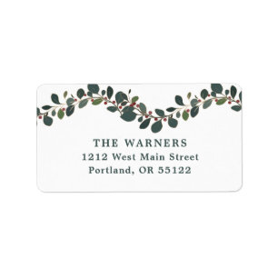 Curving Berry Leaf spray Christmas foliage  Label