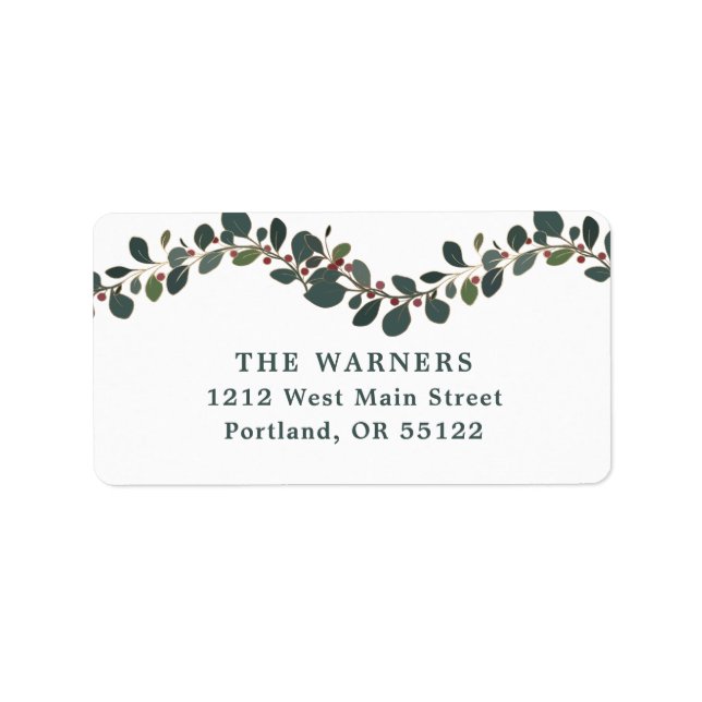 Curving Berry Leaf spray Christmas foliage  Label (Front)