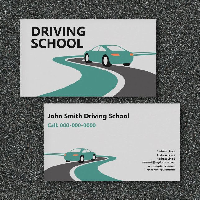 Curving Road - Driving School Business Card (Curving Road - Driving School Business Card)