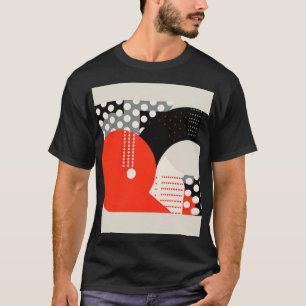 Curving shapes in red, grey and black T-Shirt
