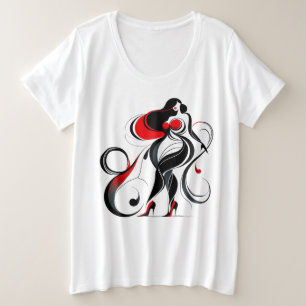 Curvy Abstract Silhouette Art Plus Size T-Shirt