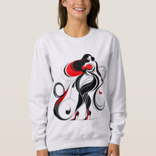 Curvy Abstract Silhouette Art Sweatshirt