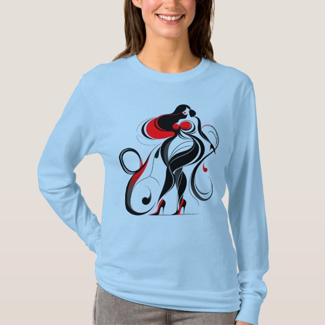 Curvy Abstract Silhouette Art T-Shirt (Front)