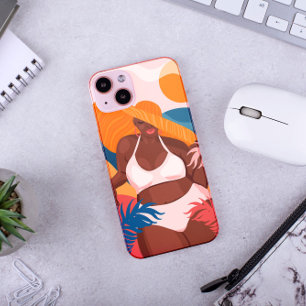 Curvy African American Woman, Beach Vacation Ready iPhone 14 Case