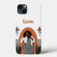 Curvy, Black Woman, Houseplants, Orange & Grey