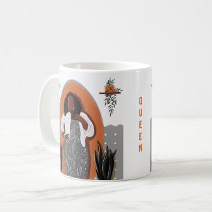 Curvy Black Woman, Houseplants, Orange & Grey, Co Coffee Mug