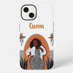 Curvy, Black Woman, Houseplants, Orange & Grey iPhone 13 Case