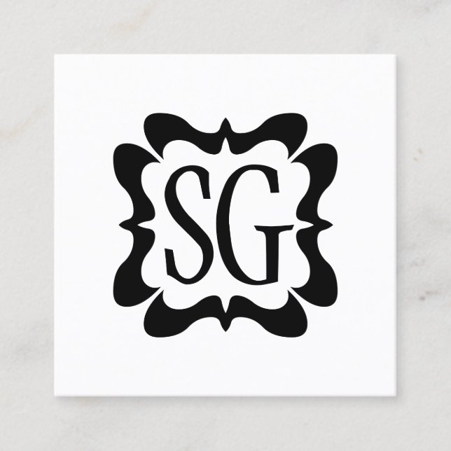 Curvy Box 02 - Initials Square Business Card (Front)