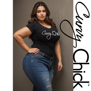 Curvy Chick White Logo On Black Plus Size T-Shirt