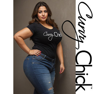 Curvy Chick White Logo On Black Plus Size T-Shirt