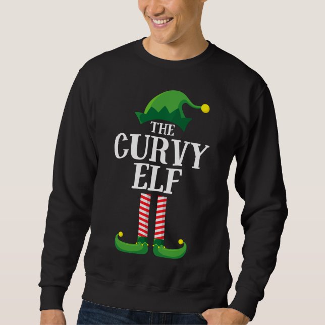 Curvy Elf Matching Family Christmas Party Sweatshirt (Front)