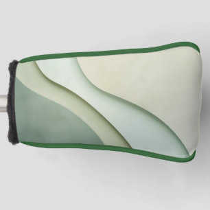 Curvy forms in green shades with text space golf head cover