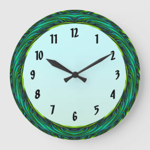 Curvy Green Circle Large Clock