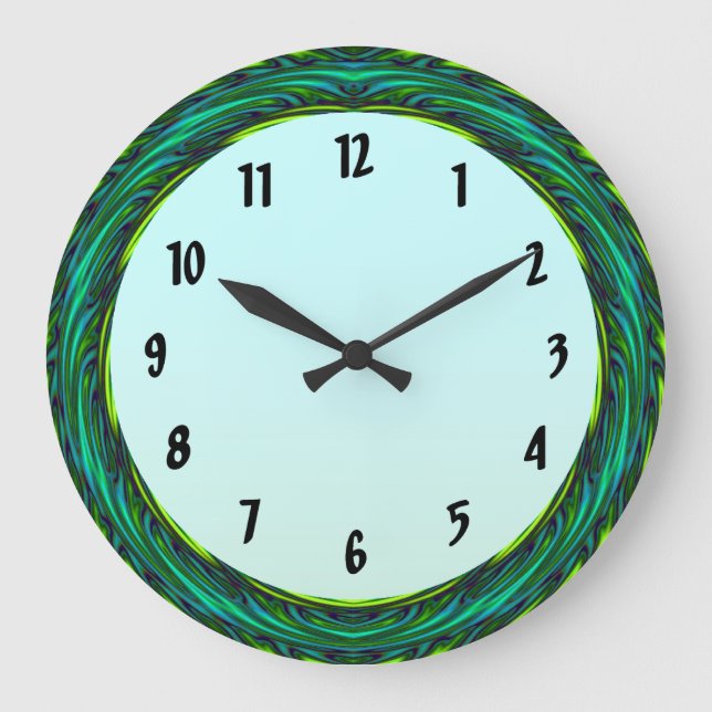 Curvy Green Circle Large Clock (Front)