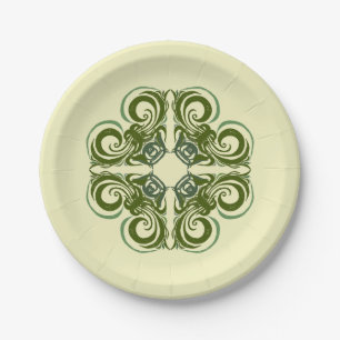 Curvy Green Retro  Paper Plate