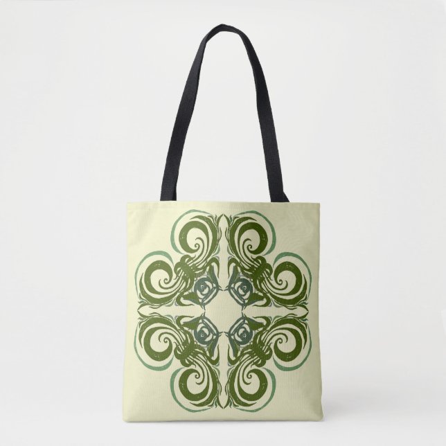 Curvy Green Retro Tote Bag (Front)