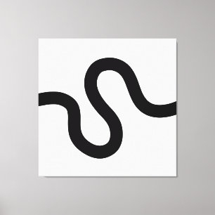 Curvy Line 02 - Black on White Canvas Print