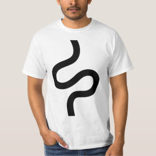 Curvy Line 02 - Black on White T-Shirt
