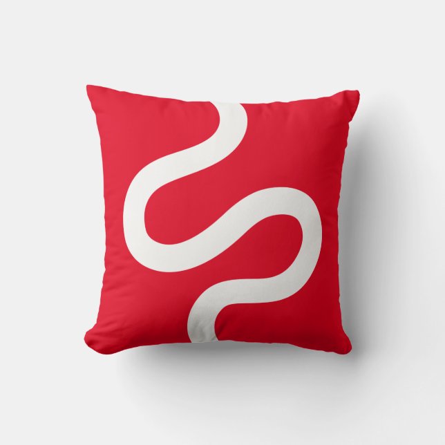 Curvy Line 02 - White on Red Cushion (Front)