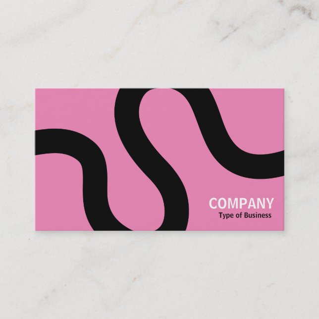 Curvy Line 02a - Black on Pink Business Card (Front)