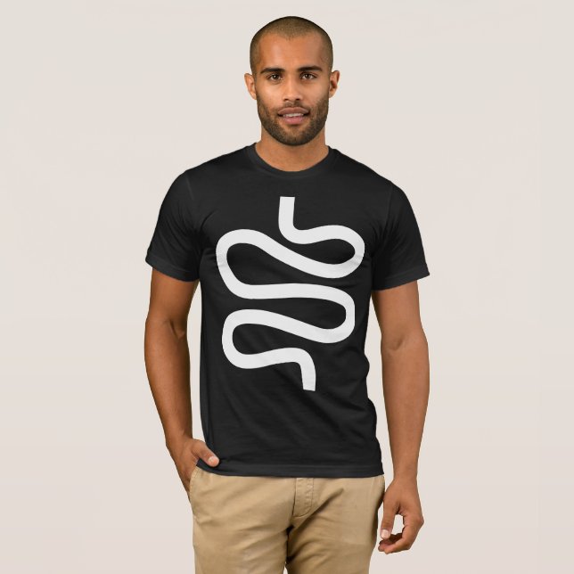Curvy Line - White on Black T-Shirt (Front Full)