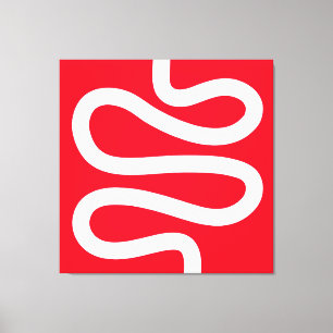Curvy Line - White on Red Canvas Print