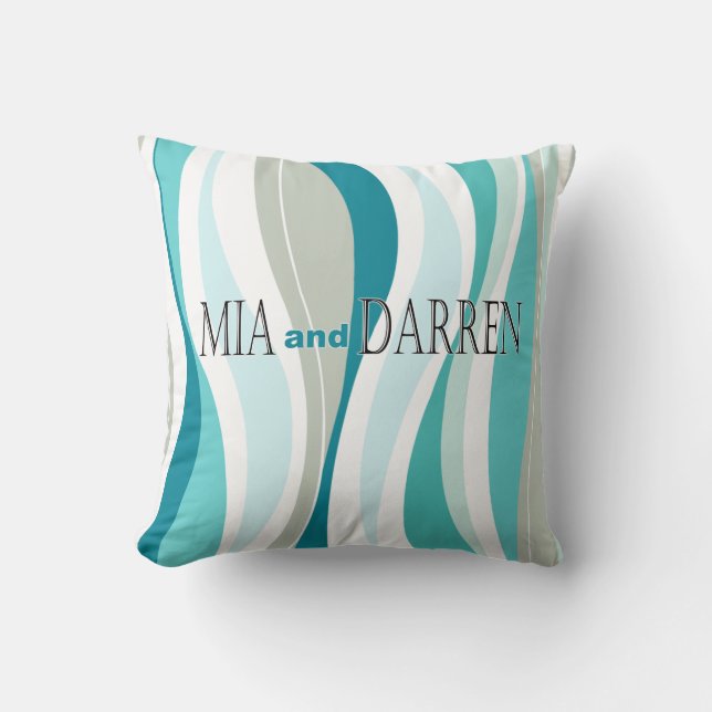 Curvy Lines aqua designer Cushion (Front)