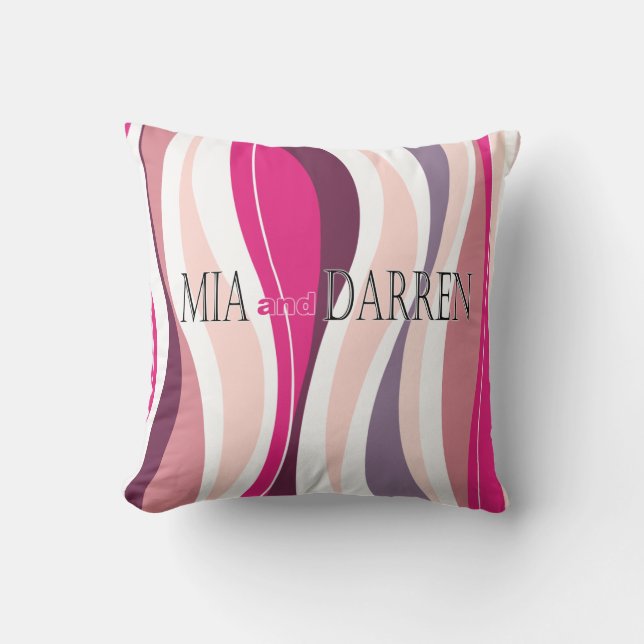 Curvy Lines fuschia designer Cushion (Front)