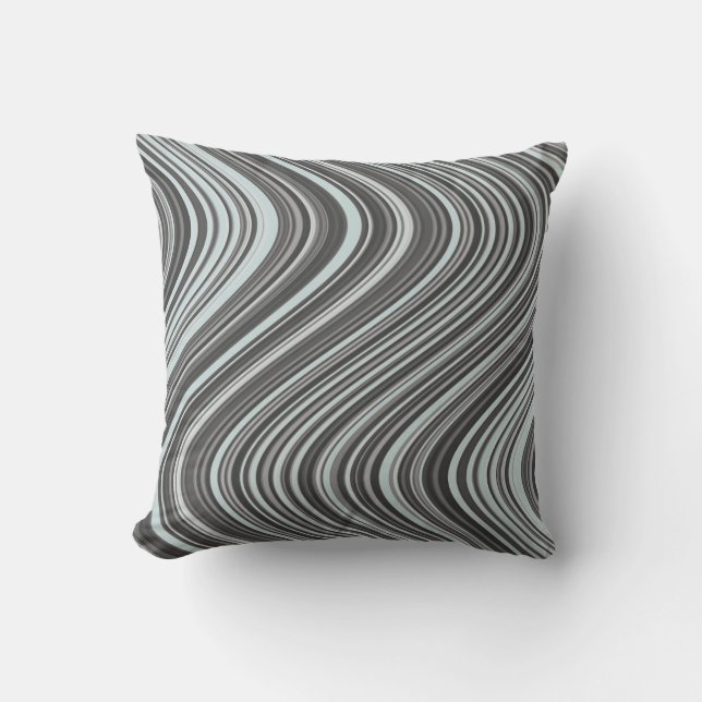 Curvy Lines in Cyan & Grey Cushion (Front)
