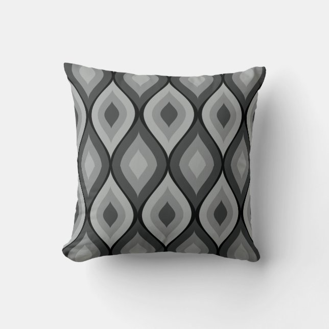 Curvy Oval Geometric | grey black Cushion (Front)