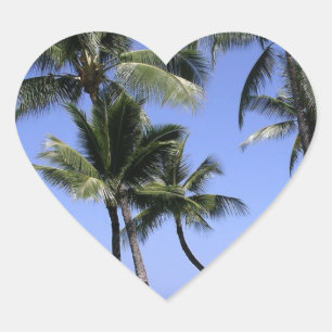 Curvy Palm Trees and Ocean Heart Sticker