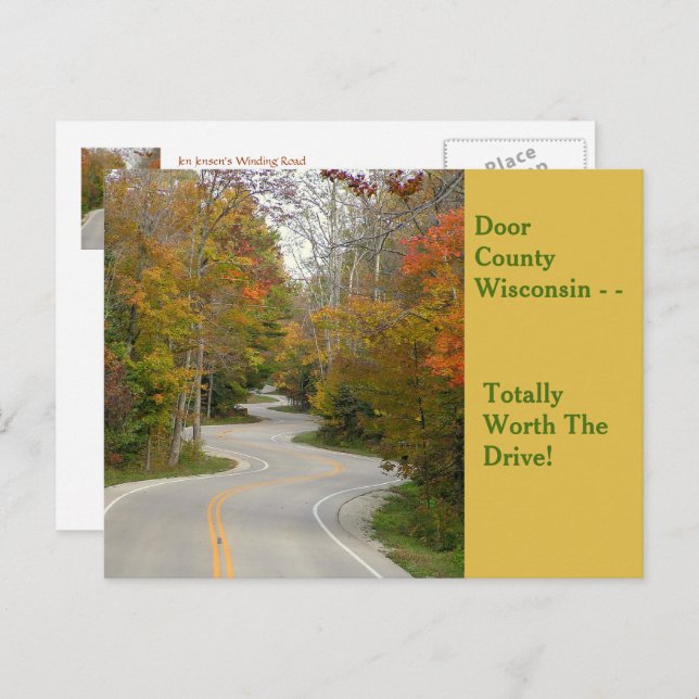 Curvy Road Among Trees With Fall Colour Postcard (Front/Back)