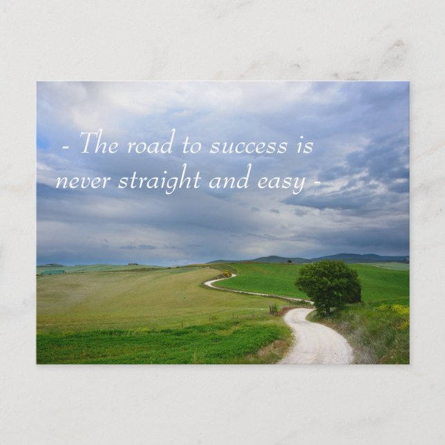 Curvy road to success motivational postcard (Front)