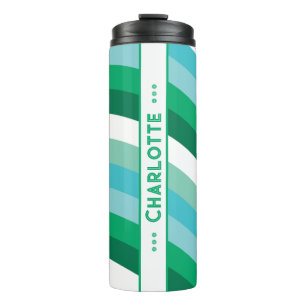 Curvy Stripe in Green Personalised Thermal Tumbler