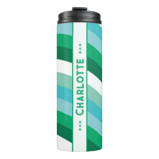 Curvy Stripe in Green Personalised Thermal Tumbler